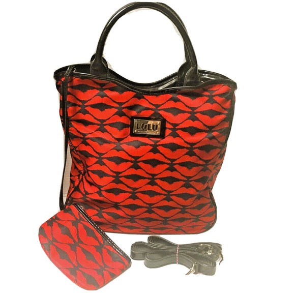 Lulu Guinness Handbags - Lulu Guinness Shoulder Handbag Satchel Convertible Crossbody Purse Novelty Print